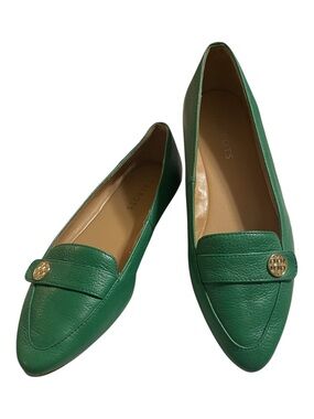 TALBOTS FRANCESCA GREEN PEBBLED LEATHER DRIVING MOCCASINS SZ 7.5 MED EUC